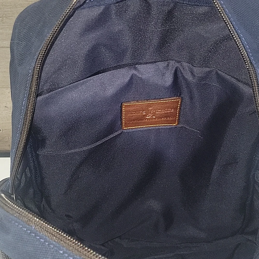 Men's Links & Kings Navy and Brown Canvas Leather Backpack New